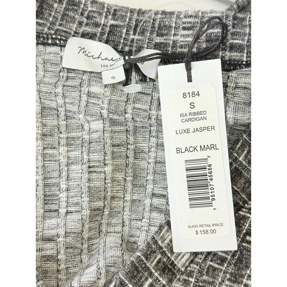 Michael Stars Duster Rib Cardigan Sleek Midi Dress Luxe Jasper Gray S Waist Tie - Picture 7 of 9